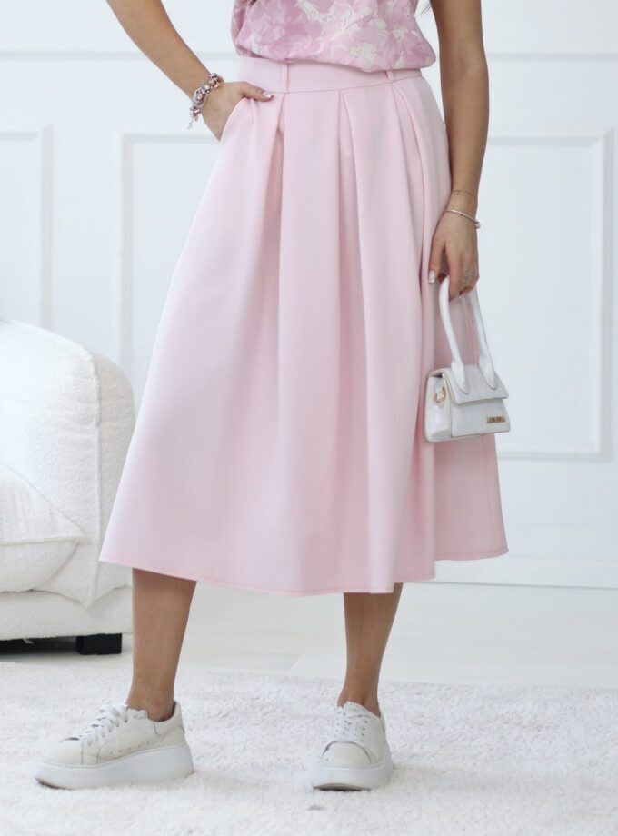 Spódnica midi -345- Puder róż