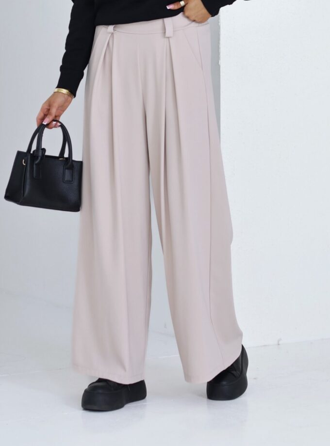 Luźne spodnie z zakładkami -006